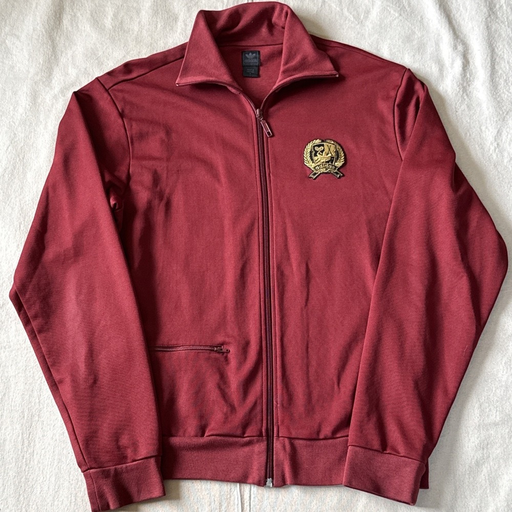 Adidas Originals Retro Vintage Gold Crest Track Jacket Tennis Sz Large